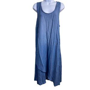 INC International Concepts Blue Chambray Midi Dress Size 10 Sleeveless Classic